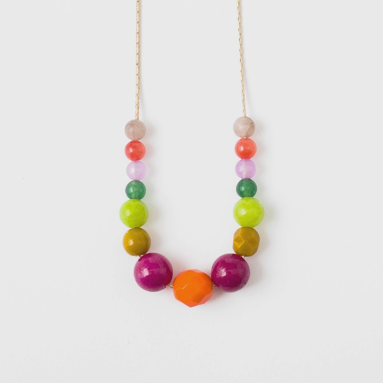 Colorful Mixed Bead Spring Necklace