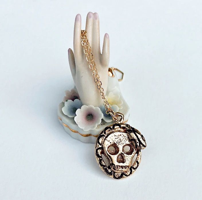 Wax Cast Skull &amp; Snake Necklace