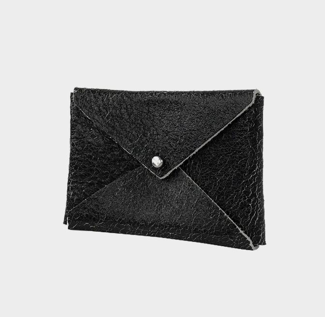 leather card wallet | black with tin