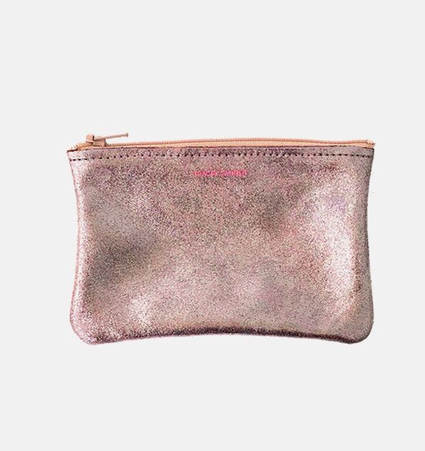 small leather pouch | pink sparkle