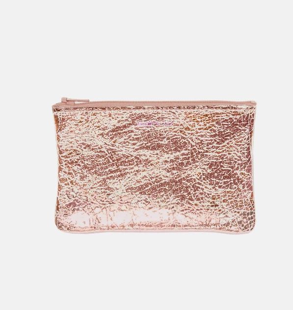 small leather pouch | rose gold foil