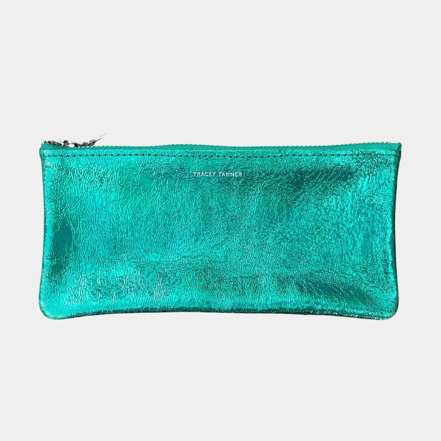 leather eyewear case | hologram jade