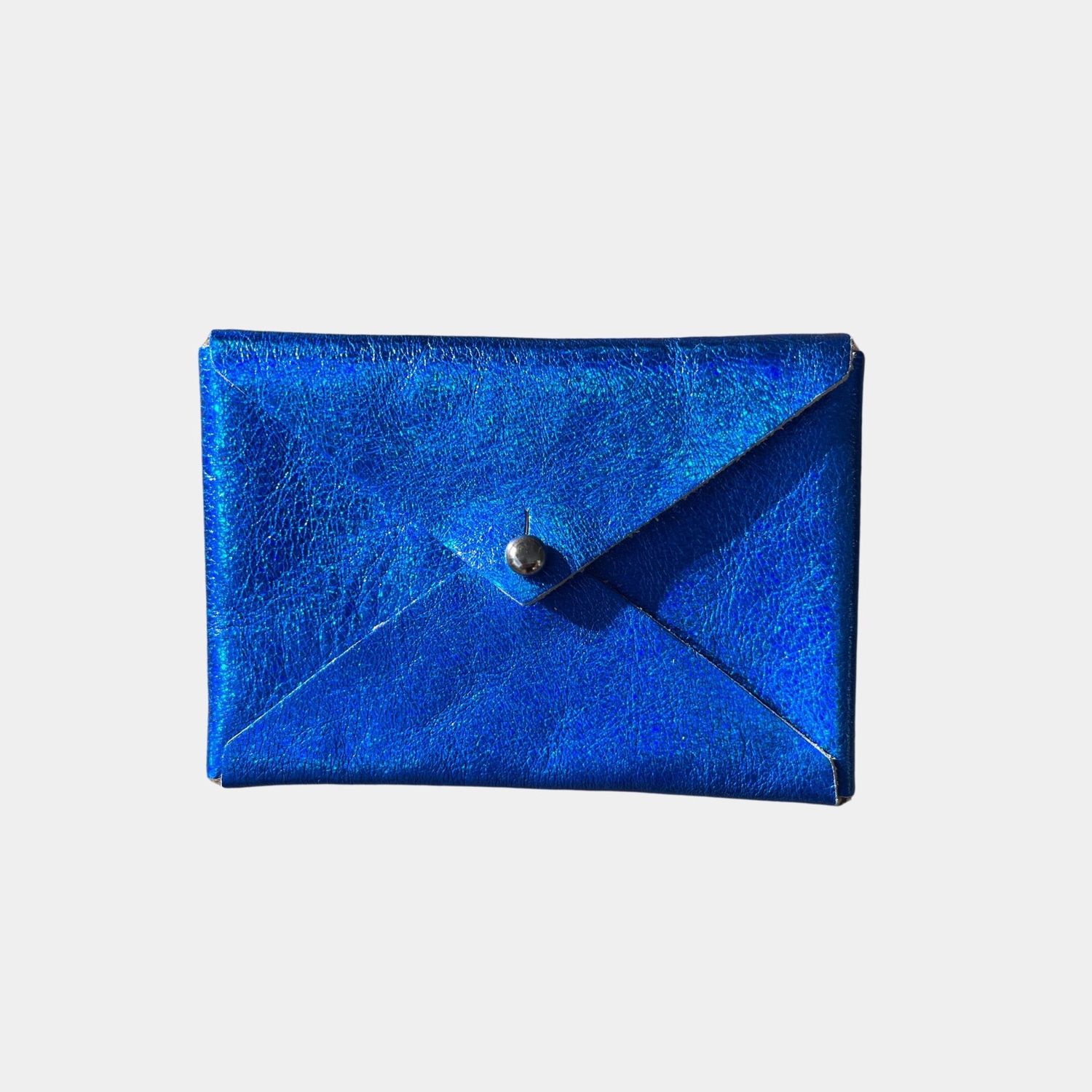leather card wallet | hologram cobalt
