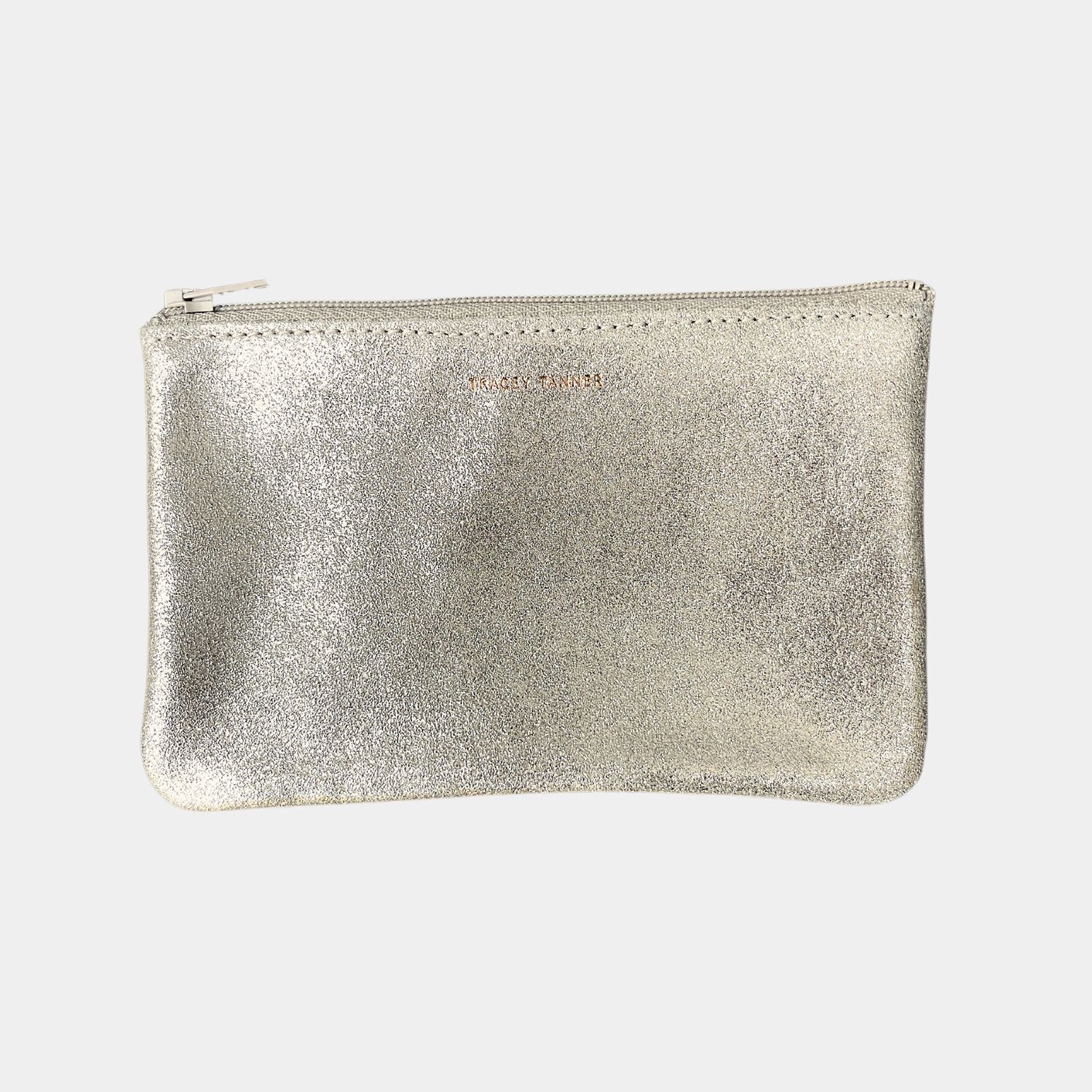 small leather pouch | sparkle champagne