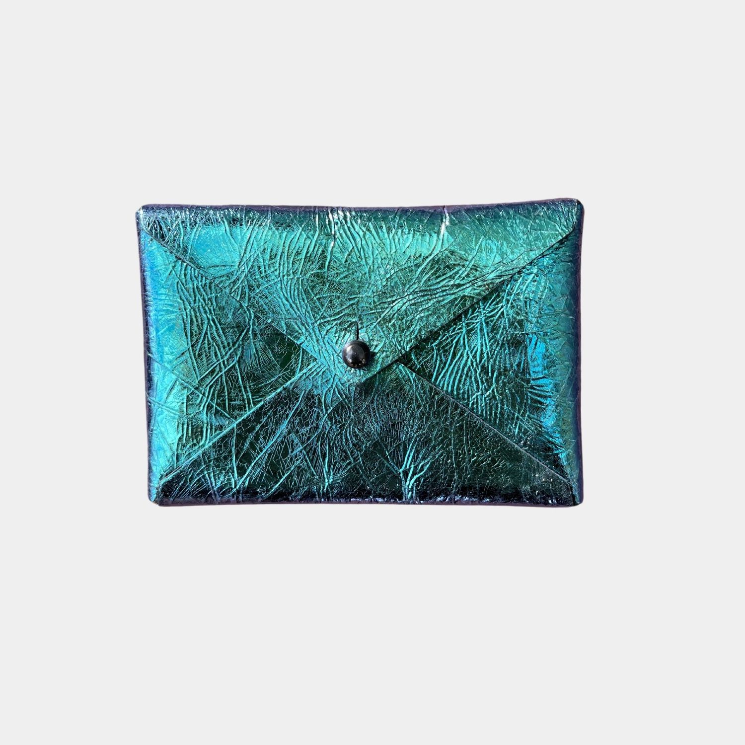 leather card wallet | distressed foil mermaid