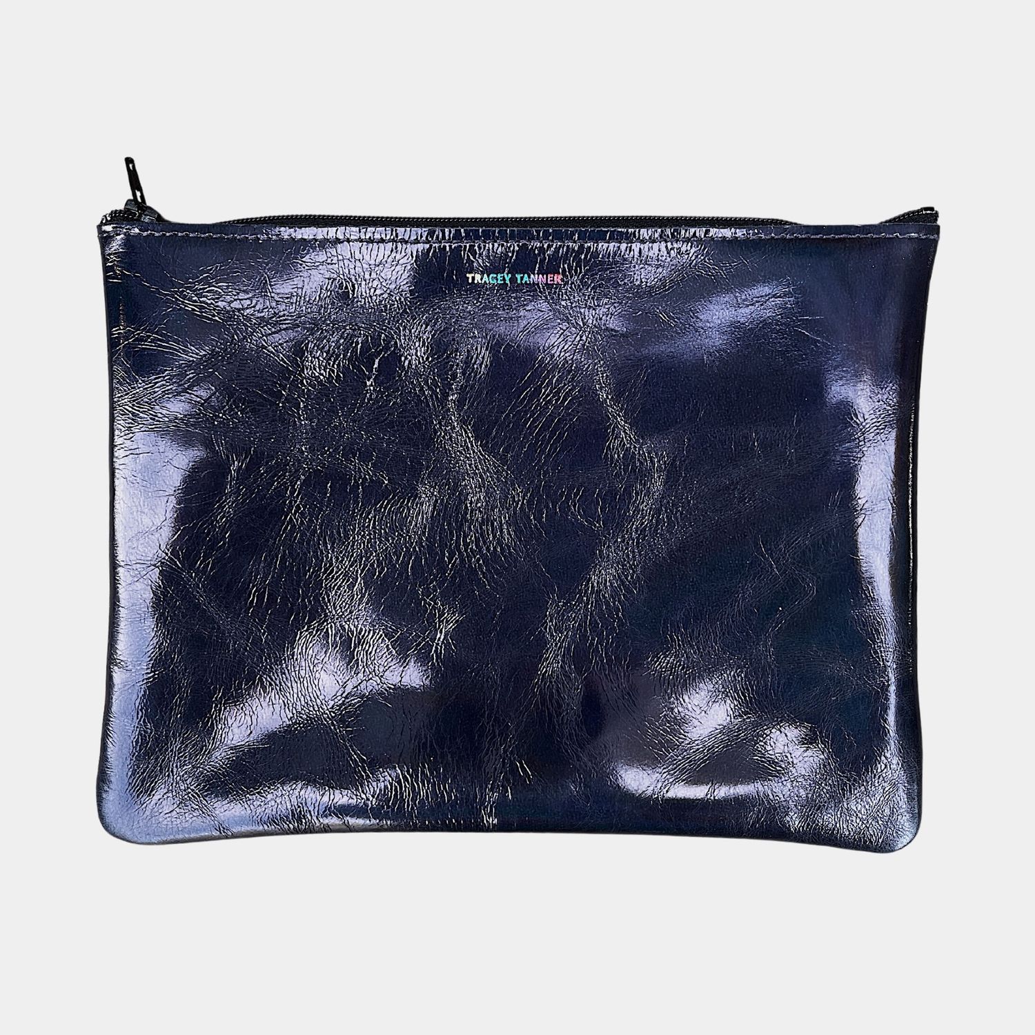 large leather pouch | hologram graphite