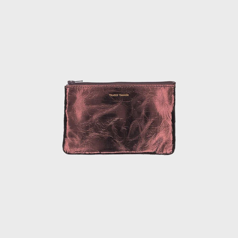 small leather pouch | umber foil