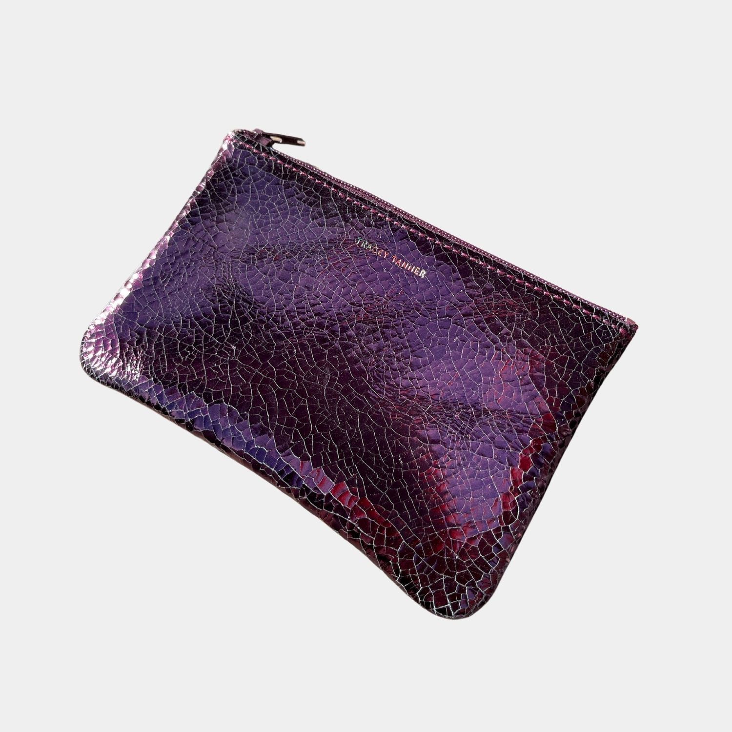small leather pouch | distressed eggplant