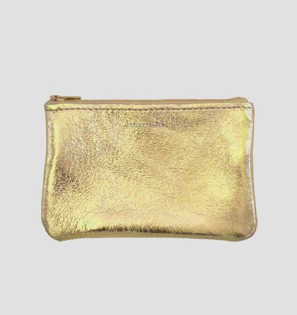 small leather pouch | gold leaf foil