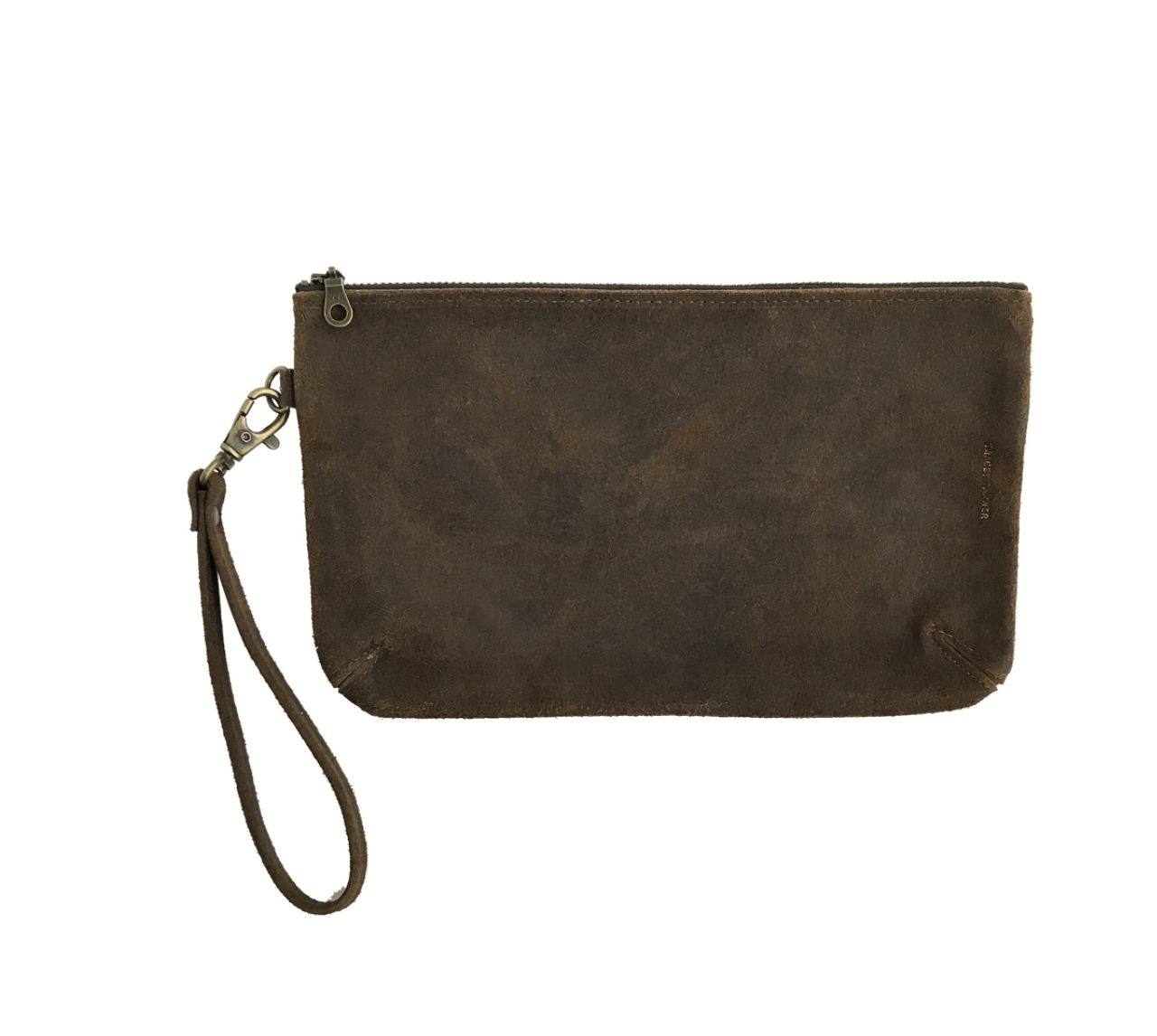 small leather wristlet | chocolate distressed