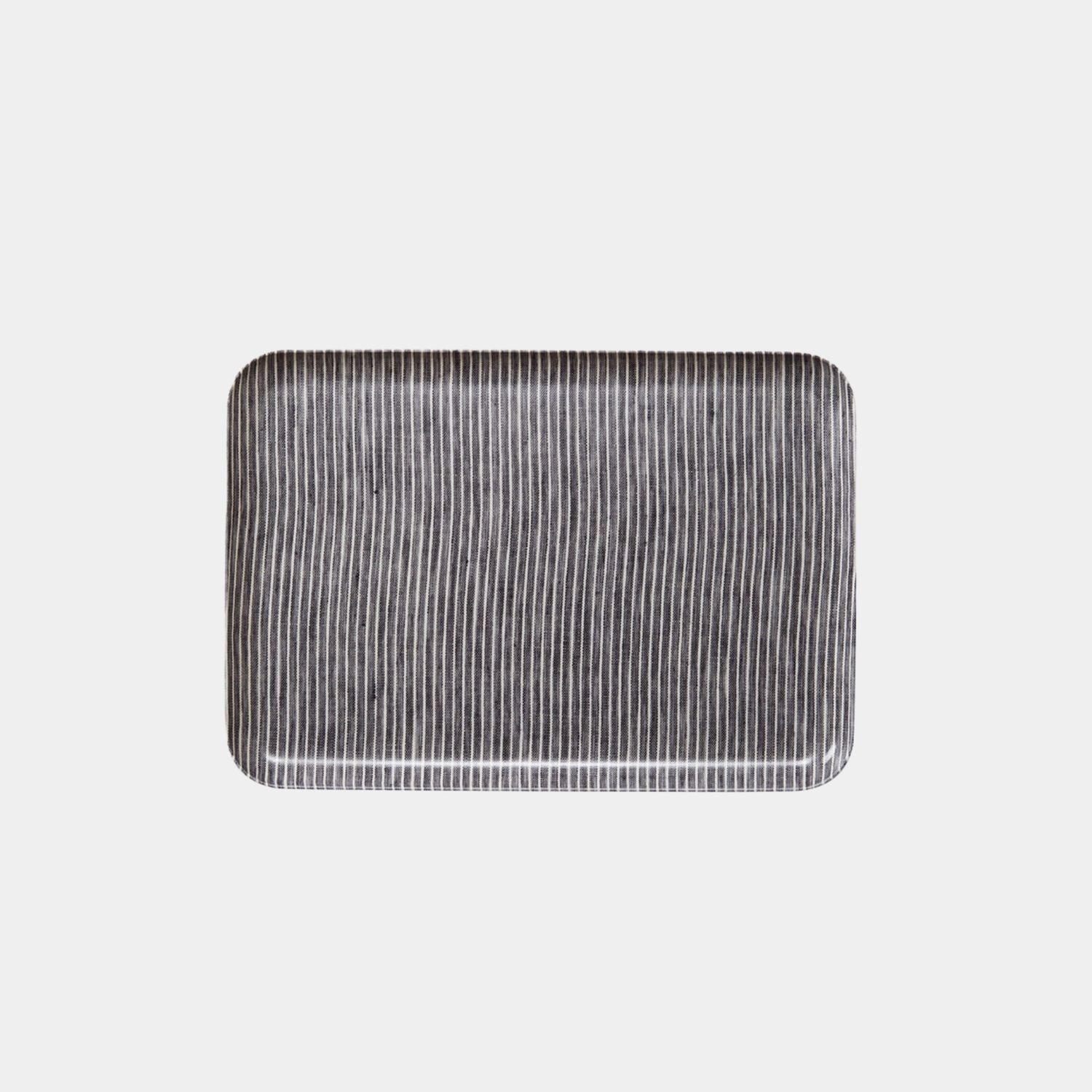 Linen Coated Tray | Grey White Stripe