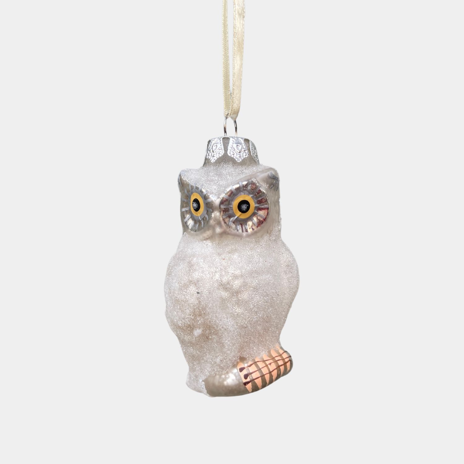 Glittered Owl Ornament, Color: White