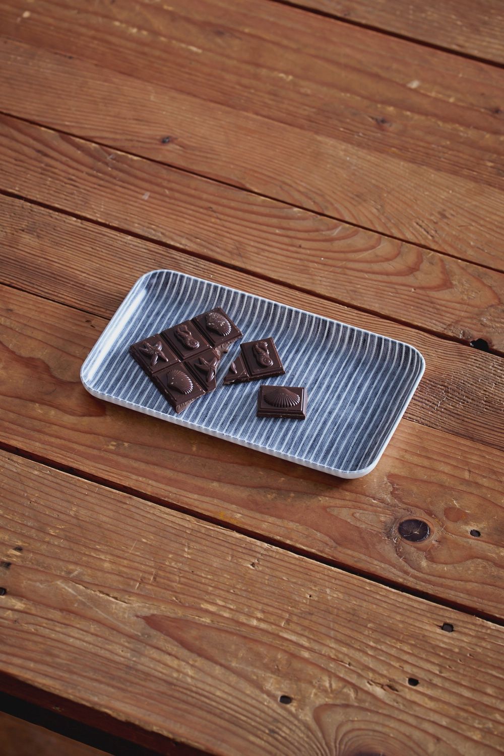 Linen Coated Tray | Grey White Stripe, Size: Small