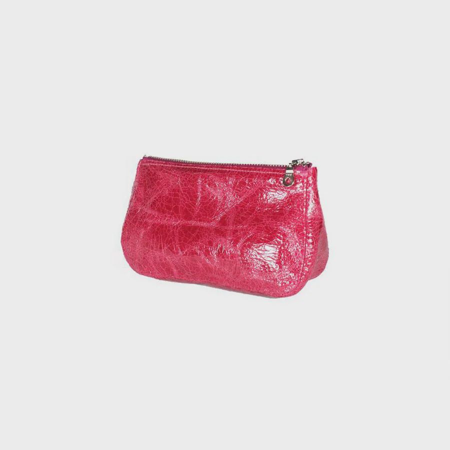 small roomy zip pouch | gloss raspberry