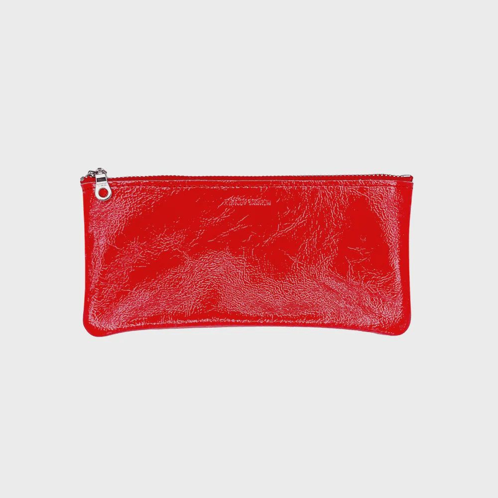 leather eyewear case | candy patent vermilion