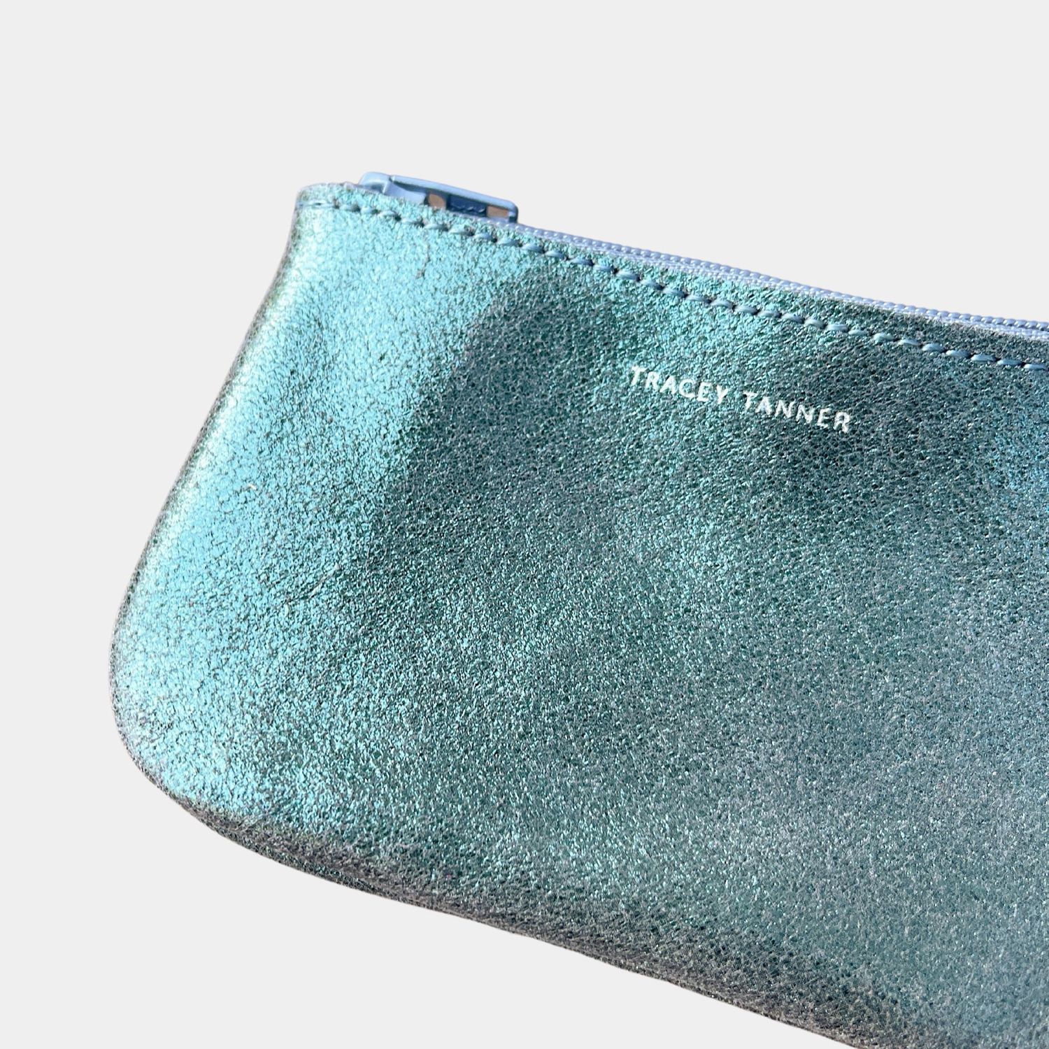 XS leather pouch |  sparkle evergreen smoke