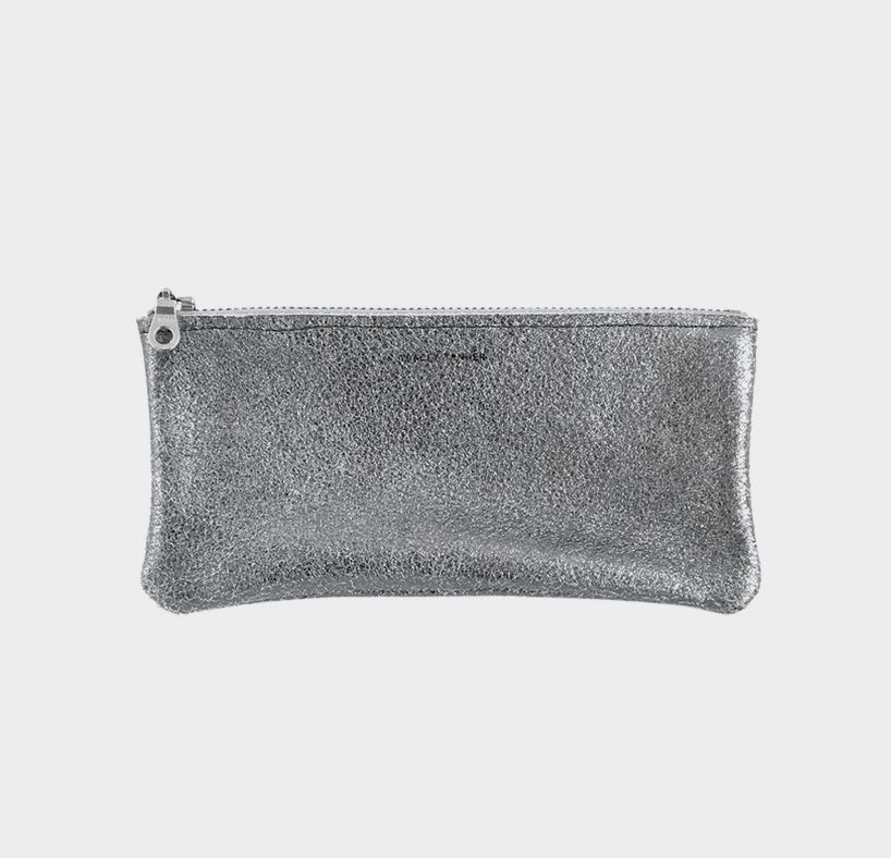leather eyewear case | silver leaf foil