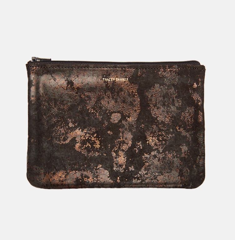 medium leather pouch | oxidized bronze