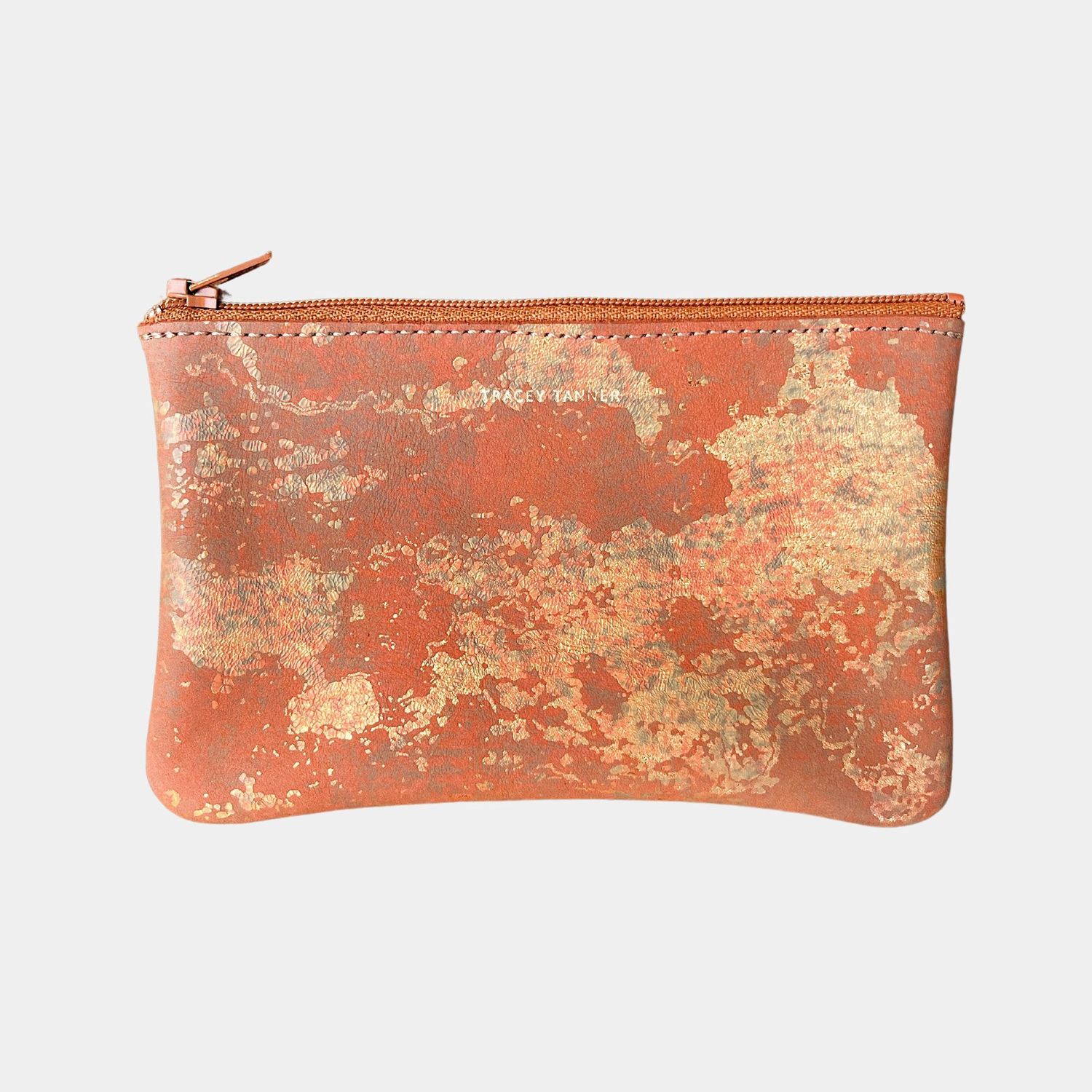 small leather pouch | oxidized copper