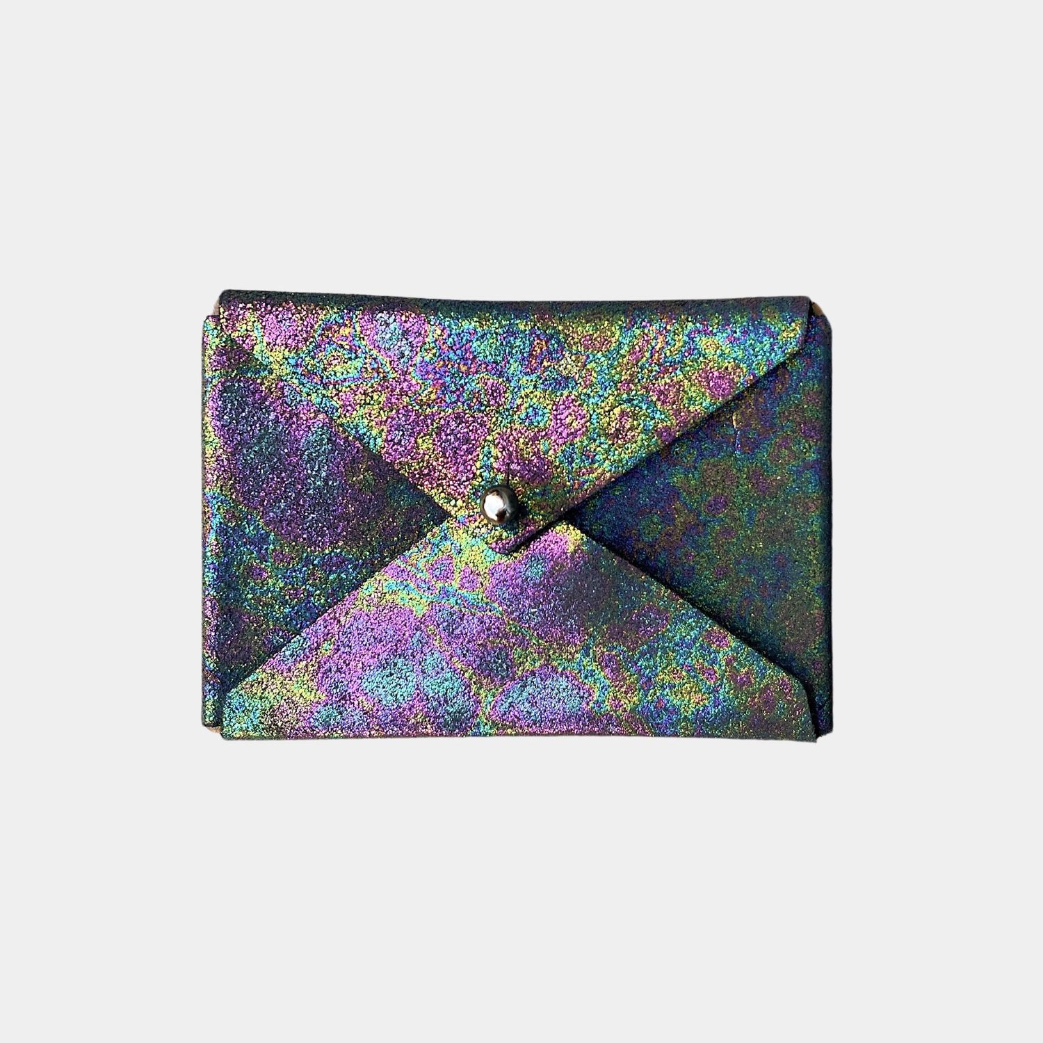 leather card wallet | sparkle oil slick
