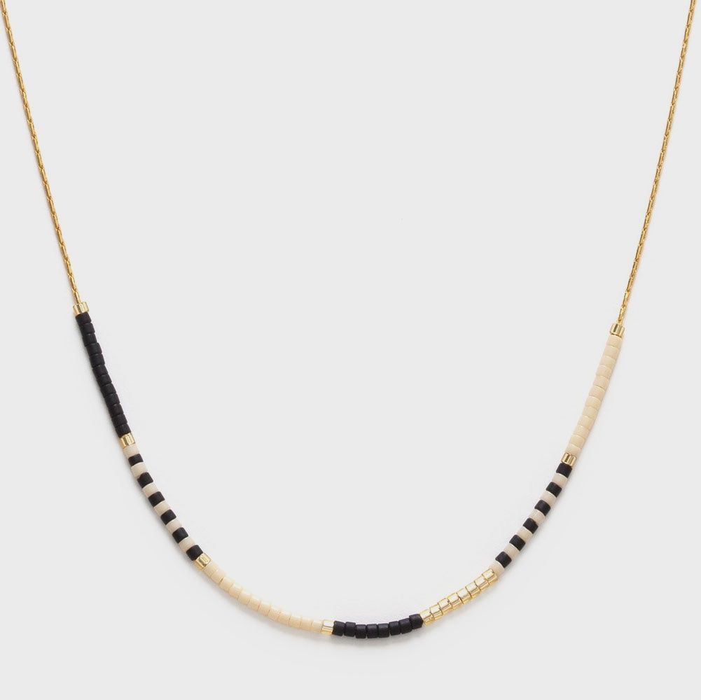 Japanese Seed Bead Necklace | Black &amp; Bone