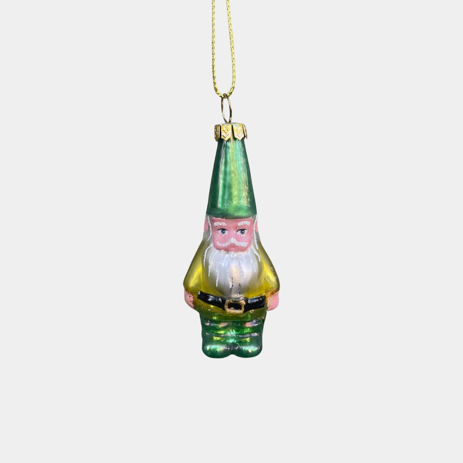 Tiny Gnome Ornament, Color: Green + Yellow