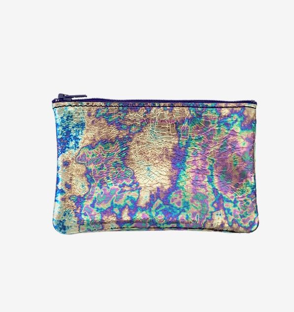 small leather pouch | sparkle oil slick
