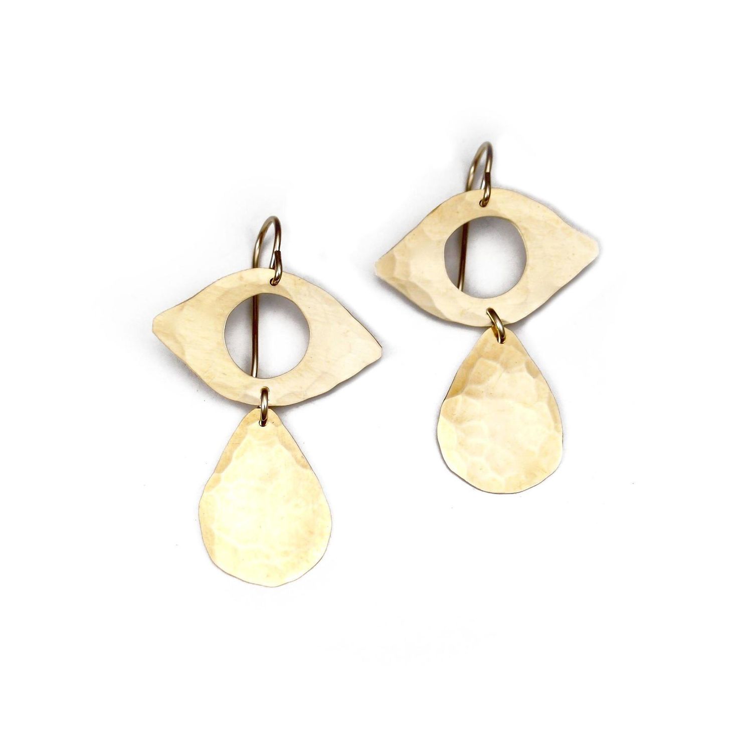 little crying eyes earrings, Material: Brass