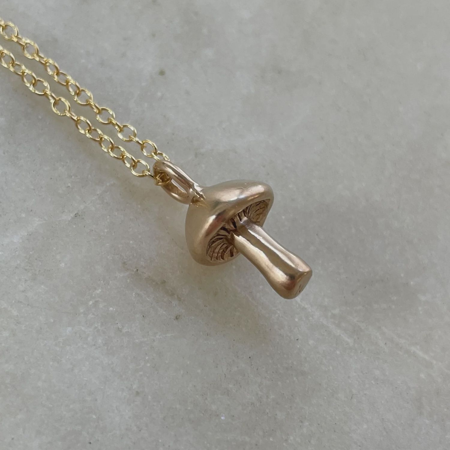 Mushroom Pendant Necklace Bronze