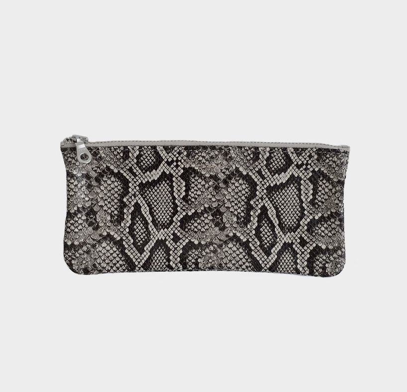 leather eyewear case | grey faux snakeskin