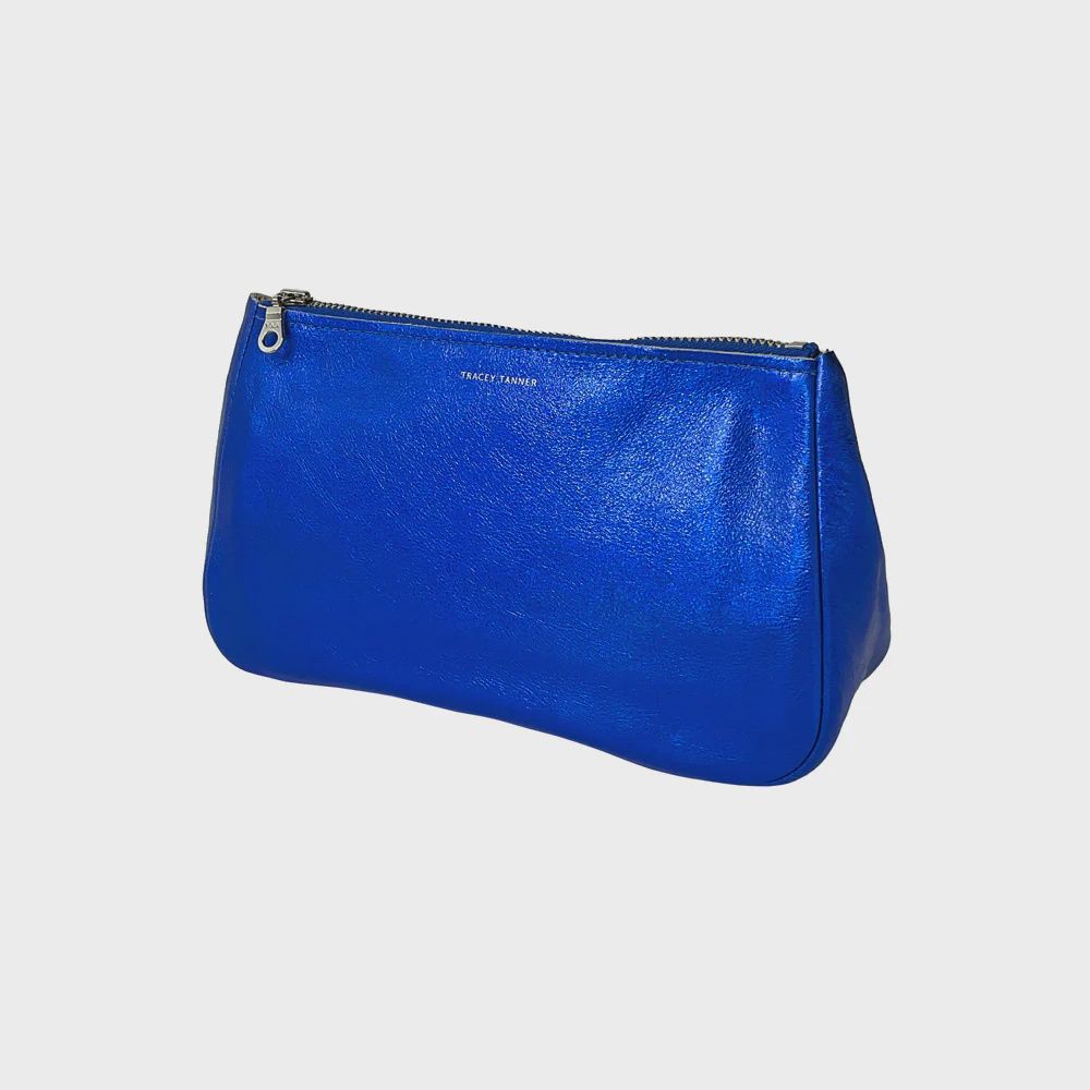 small roomy zip pouch | hologram cobalt