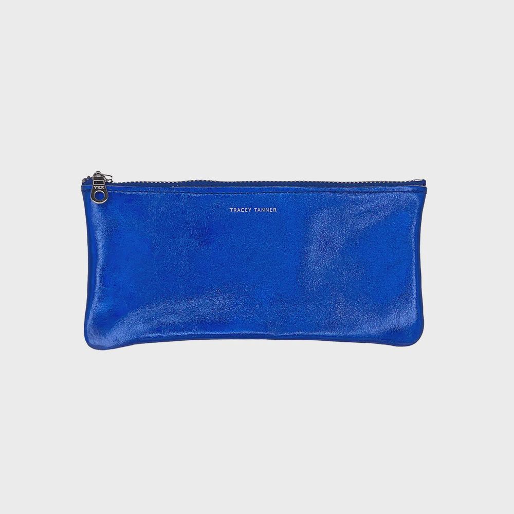 leather eyewear case | hologram cobalt