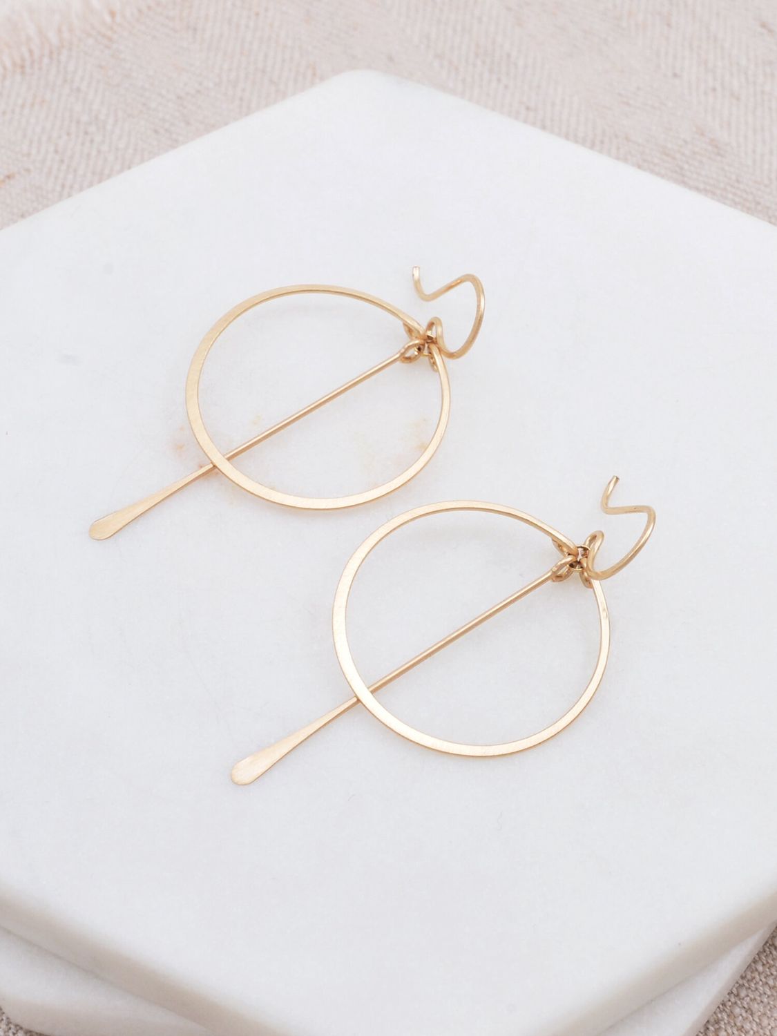 Gold Circle Bar Earrings