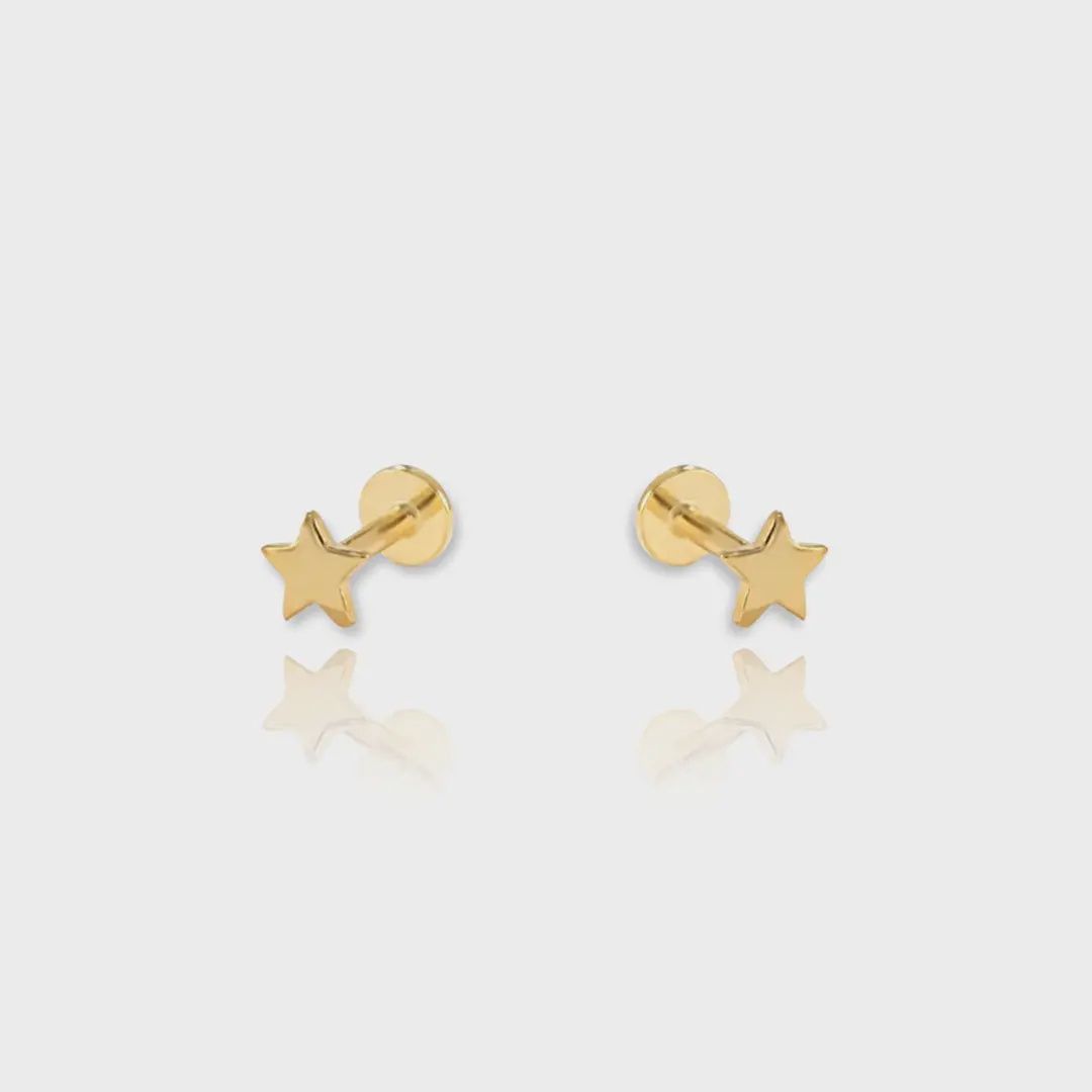 Star Flat Back Studs | 14k Gold