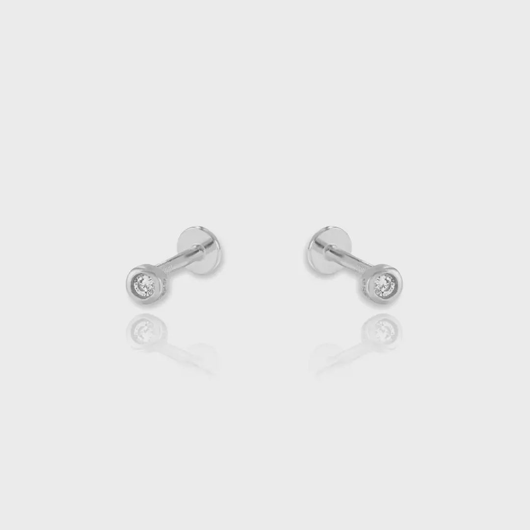 Bezel Set Screw Flat Back Studs | Silver