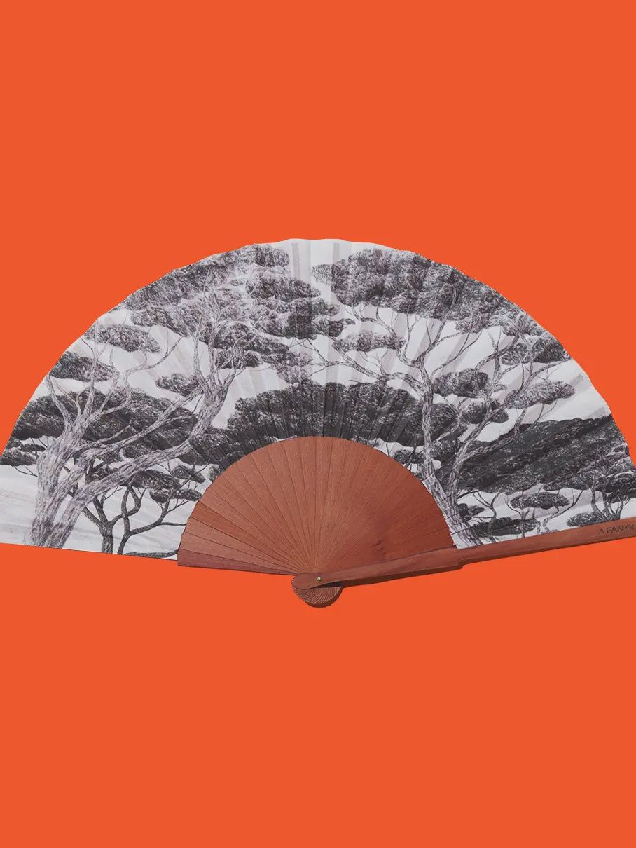Hand Fan | Charcoal Forest