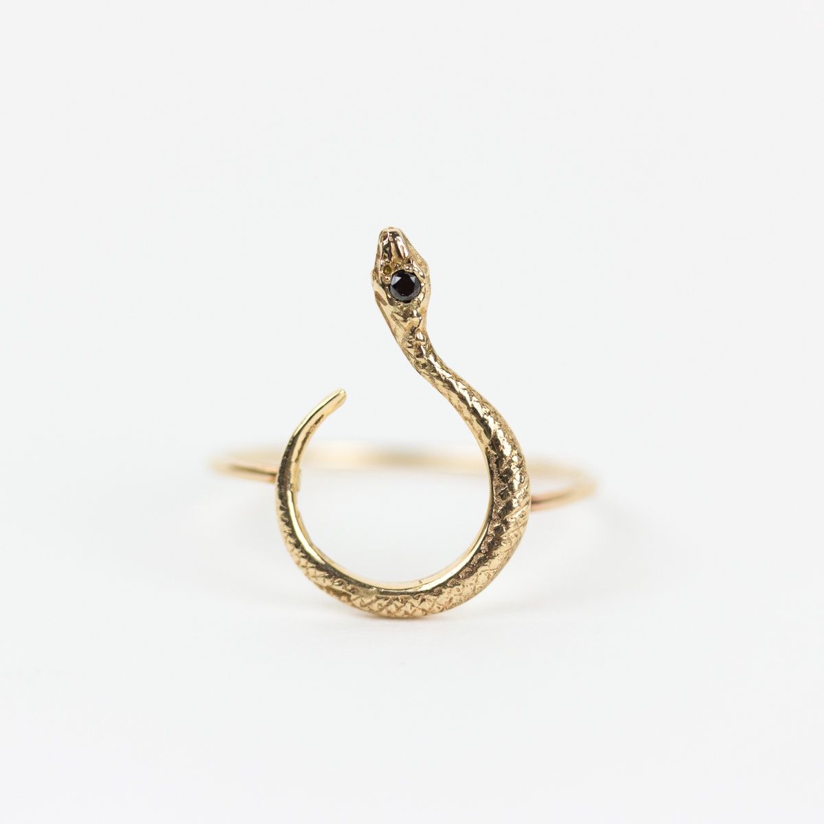 Snake Ring 14K SS Black Diamond