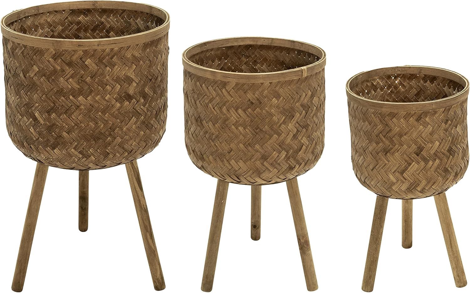 Woven Bamboo Plant Stand
