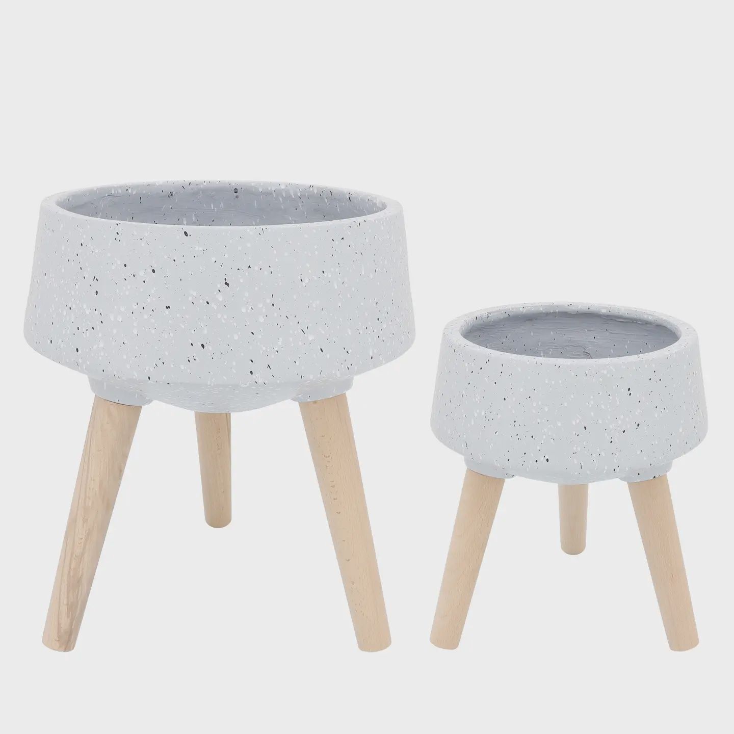 Gray Terrazzo Plater with Wooden Legs