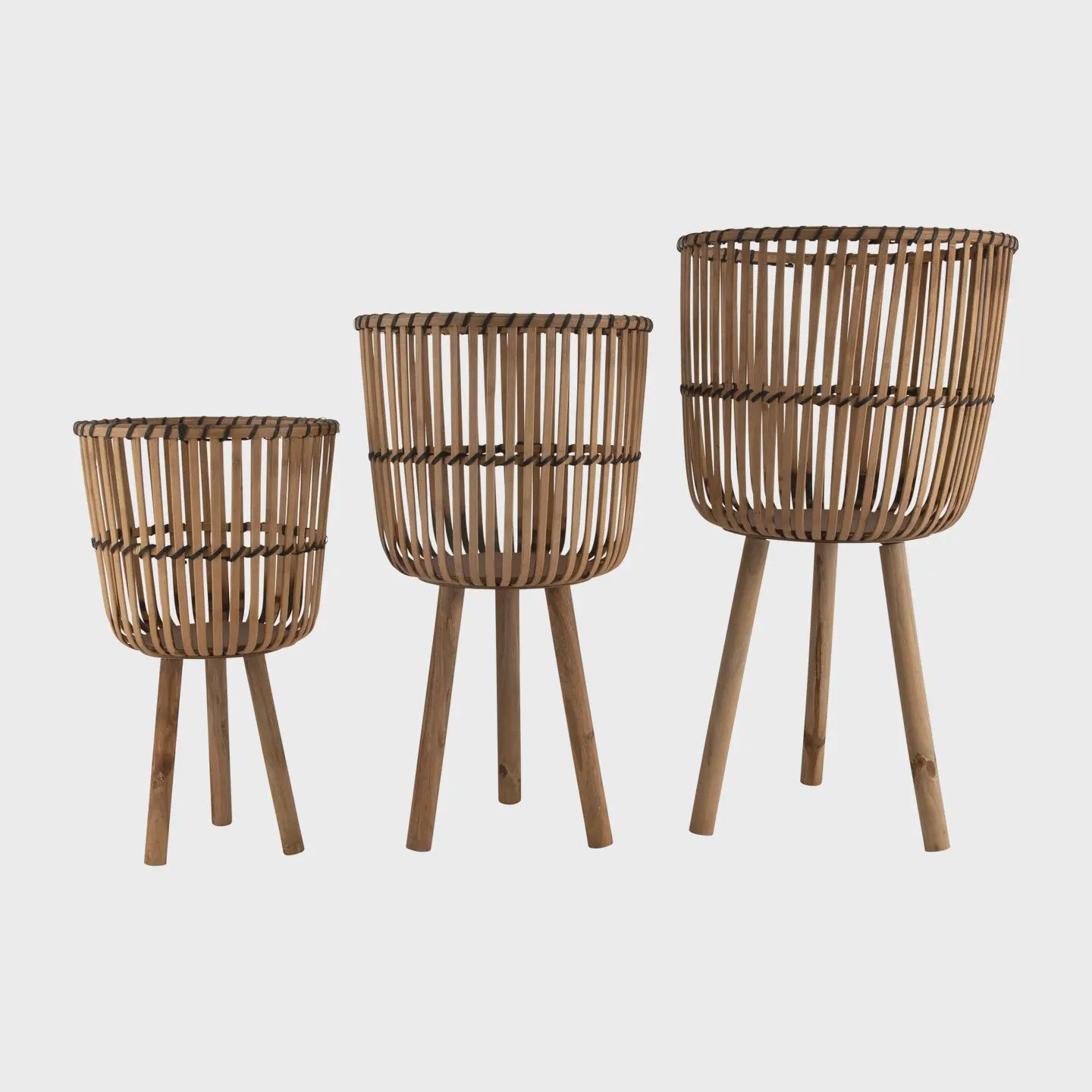 Bamboo Weave Footed Planters