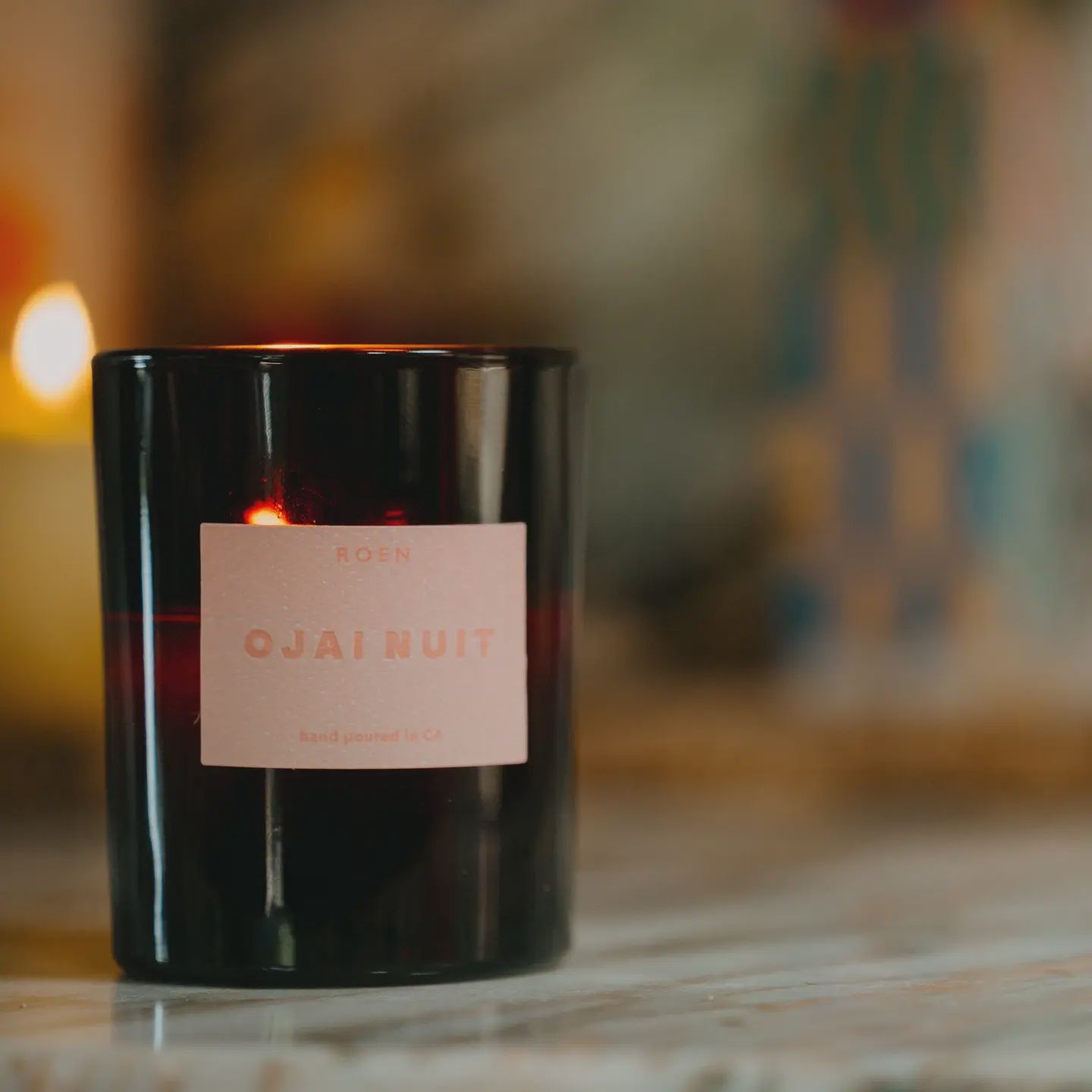 roen amber glass candles