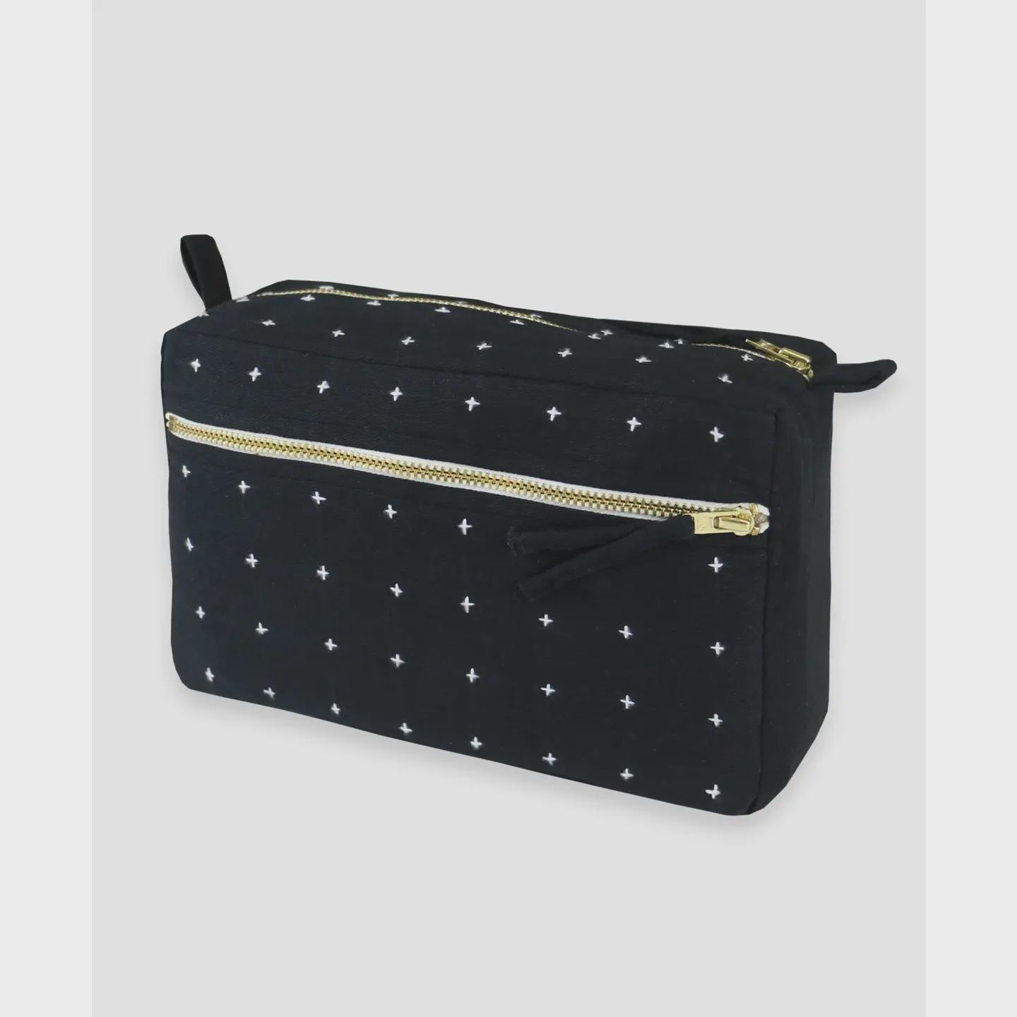 Cross Stich Medium Toiletry Bag, Color: Charcoal