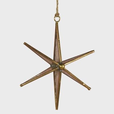 Antique Mirrored Glass &amp; Brass Star Ornament