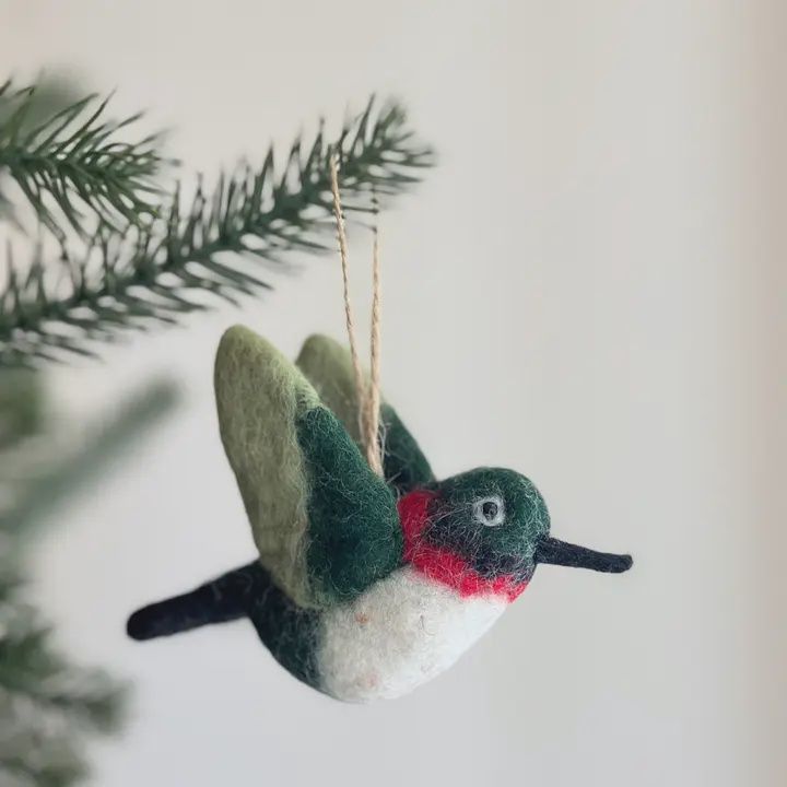 Felt Hummingbird Ornament / Red