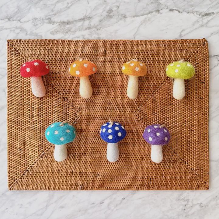 Felt Mushroom (asst colors) Ornament