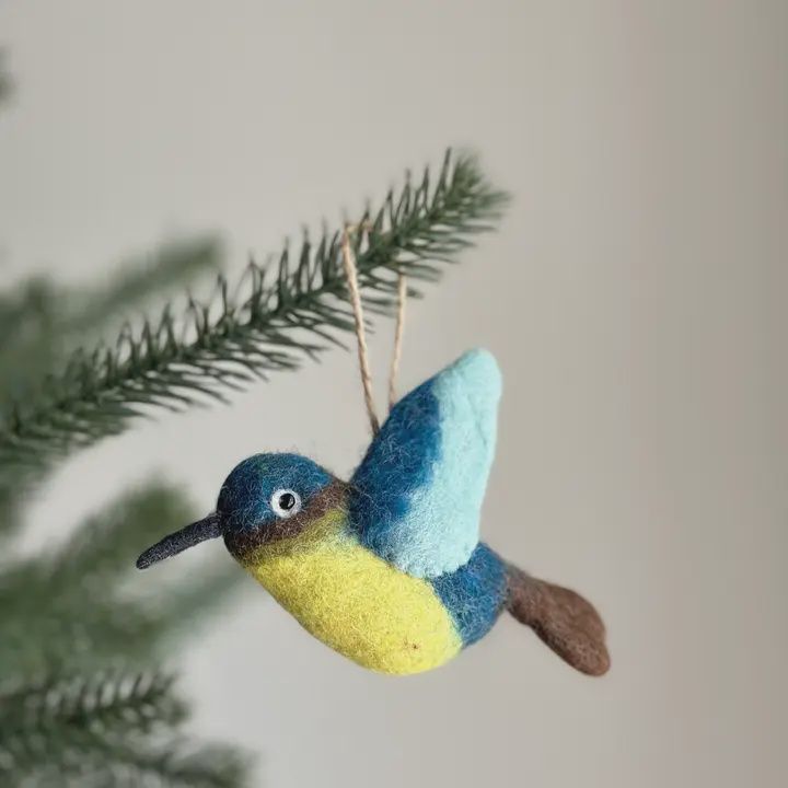 Felt Hummingbird Ornament / Yellow