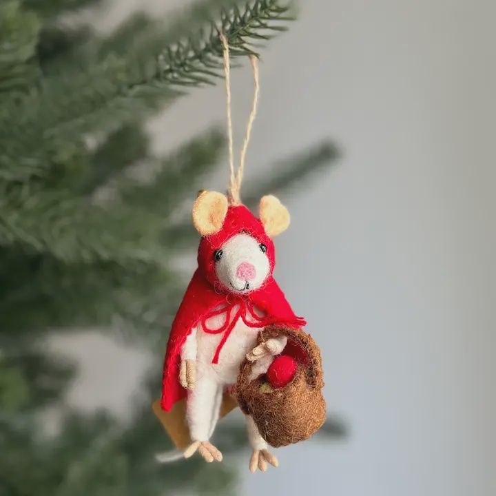 Felt Little Red Mouse Hood Ornament