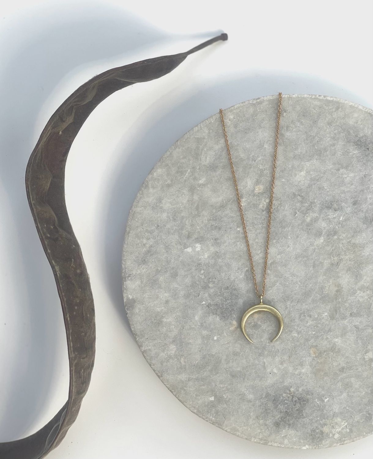Small Brass Crescent Necklace