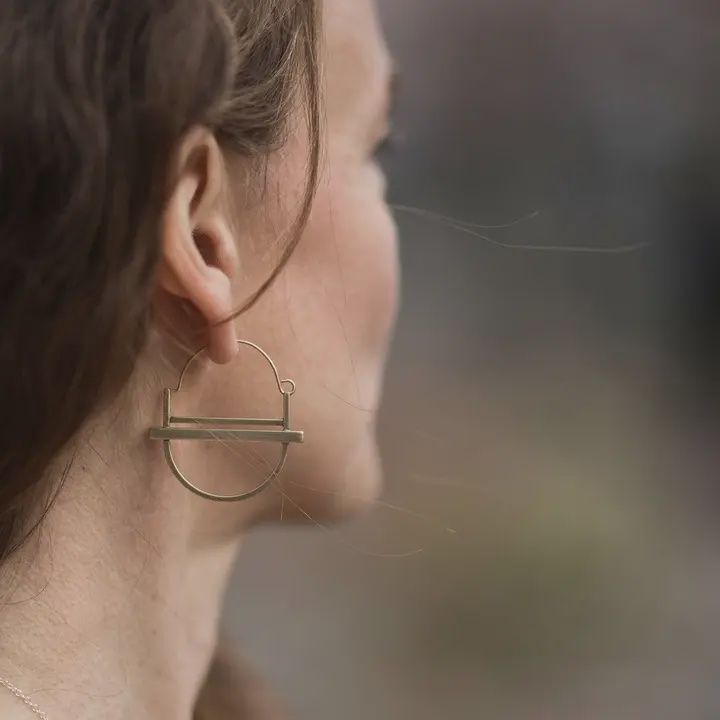 Double Brass Bar Hoop