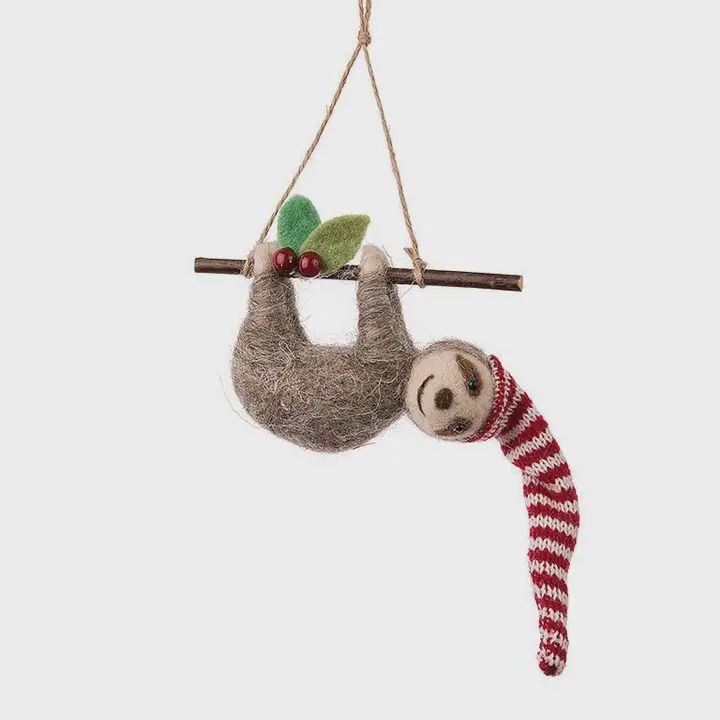 Sloth on a Branch Felt Ornament